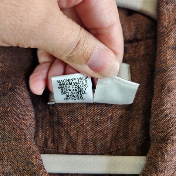 Flax Top Womens M Brown Linen Tunic Lagenlook Artsy Boho Neutral Modest Loose - Picture 8 of 13